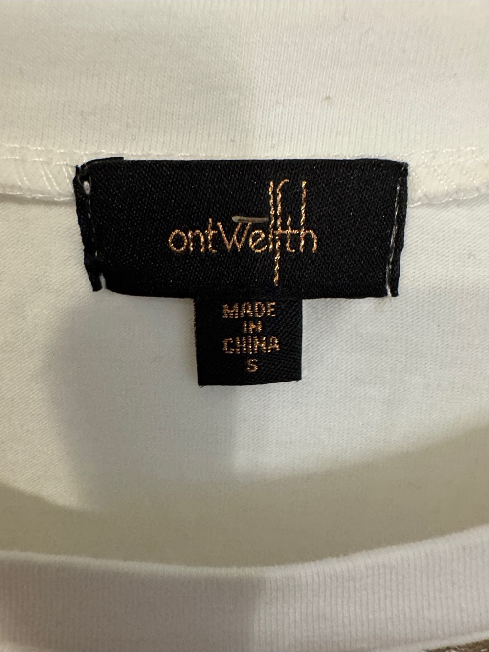 White Short Sleeve Ruffle Tee with Jeweled Neckline - Picture 3 of 7